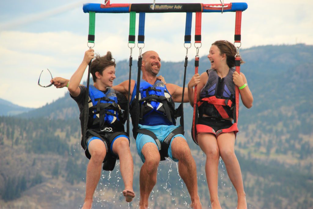 kelowna family water sports - triple parasailing